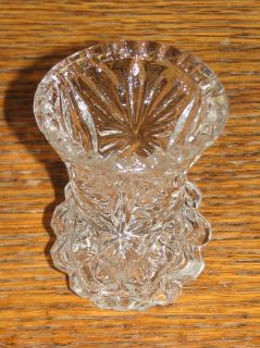 Vintage Pressed Clear Glass Toothpick Holder Starburst Diamond Pattern