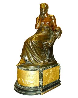 Edouard Drouot Classical Bronze Philosopher Sculpture