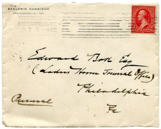 President Benjmain Harrison Autograph Note 1900 w Envelope Republican