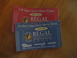 Regal United Artists Edwards Movie Passes 1 VIP and 1 Premiere