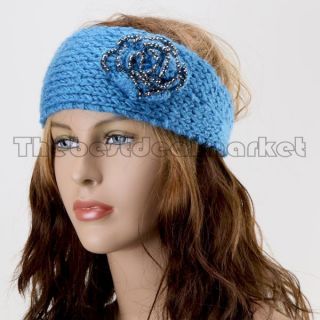   Flower Knit Headwrap Headband Ear Warmer 57 Selections 230817 Blue