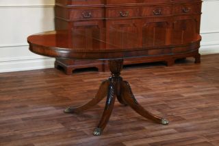   with leaf round mahogany dining table duncan phyfe pedestal 3778