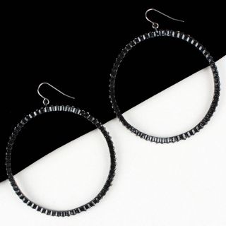 Edgy Fashion Black Big Metal Circle Round Design Statement Earrings