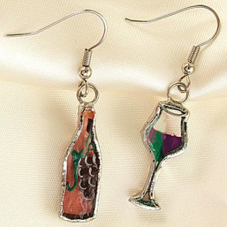  Stained Glass Wine Earrings Connoisseurs Hypoallergenic Charm Jewelry