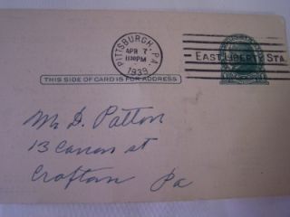 vintage paper us post card east liberty station 1939