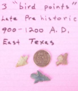 Bird Points Late Prehistoric from East Texas