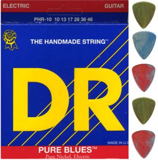 DR Pure Blues Electric Strings 25 Guitar Picks Cactus Grip PHR 10 10