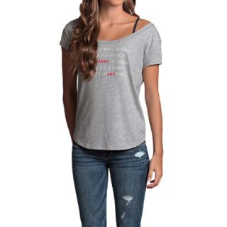 Womens Abercrombie Fitch Elissa Easy Fit Grey Graphic Tee Tshirt Top