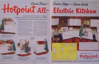 1950 Hotpoint All Electric Kitchen Stove Double Page Ad