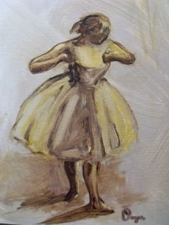 Edgar Degas Ballerina Oil Painting. Original Signed Art. COA