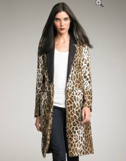 New $995 Elizabeth and James Foster Leather Lapel Leopard Print Faux