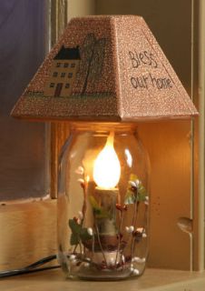  Country Electric Candle Light Jar Lamp with Shade Night Light