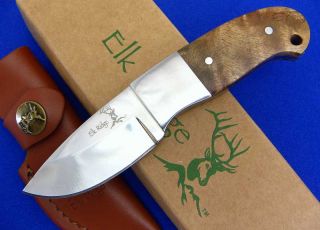 Elk Ridge Maple Burl Wood Handle Mini Hunting Knife New