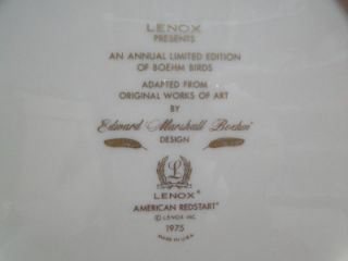 Lenox Edward Marshall Boehm Birds Plate Ornate Gold American Redstart
