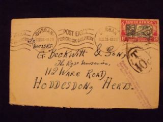 1939 South Africa Cover with Postage Under Paid Message to