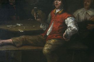 17th Century Old Master Dutch Painting Drinking and a Card Game in a