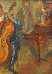 Edith Montlack WPA Female Cello Player Portrait Signed Listed NYC Oil