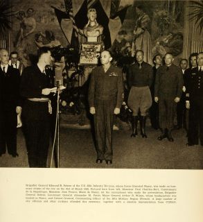 1945 Print Brigadier General Edmund Sebree Patch Ceremony Nancy France