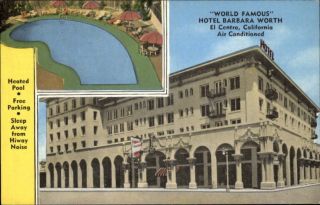 El Centro CA Hotel Barbara Worth Pool Old Postcard