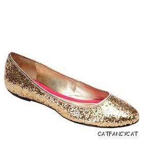 Elaine Turner Gold Glitter Ballet Flat Shoe 8 5