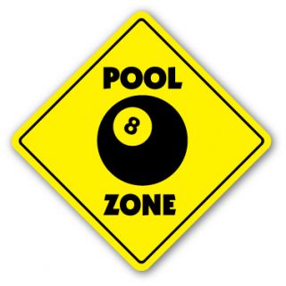 Pool Zone Sign Hall Table 8 Ball Billiards Cue Stick Hustler Play