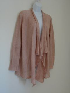New Eileen Fisher Toffee Cream Linen Cascading Cardigan Sweater Large