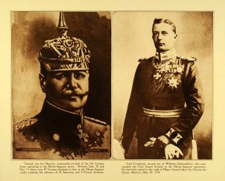1920 Rotogravure WWI Military Officials Eitel Friederich General Von