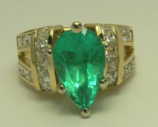 Spectacular Colombian Emerald Diamond Ring 6 50ctw