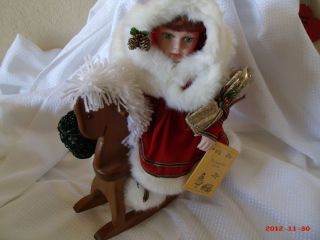 Emerald Doll Porcelcin Collection Santa on Rocking Horse