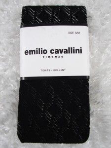 27 Emilio Cavallini Firenze Black Patterned Net Tights S/M New