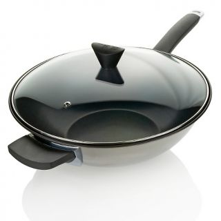Ken Hom HALO® 12 1/2 Nonstick Stainless Steel Peking Wok with Lid at