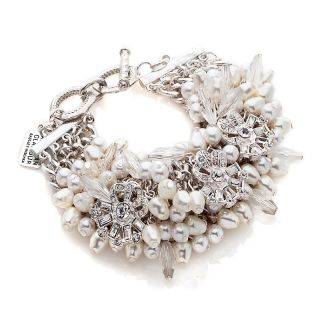 American Glamour Badgley Mischka Pearl Cluster Bracelet at