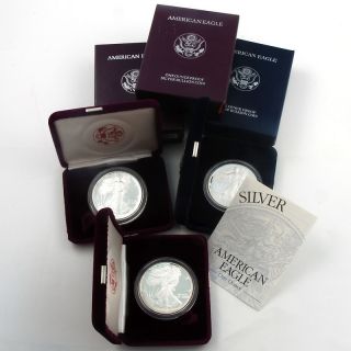 1986, 1993, 200 1st Year Proof Silver Eagle Dollar Sets at