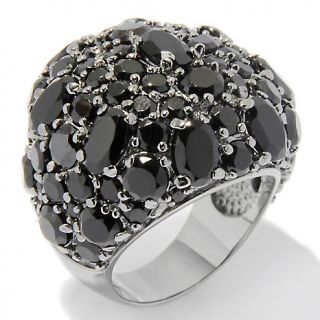 Jewelry Rings Fashion 12.57ct Black Spinel Sterling Silver Dome