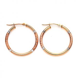 Michael Anthony Jewelry® 10K Gold Pink Satin Diamond Cut Hoop