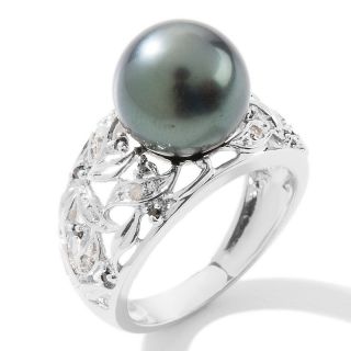Designs by Turia 10 11mm Cultured Tahitian Pearl and Diamond Sterling
