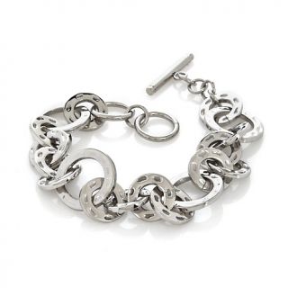 stately steel hammered circle link 7 12 bracelet d 20121022180940917
