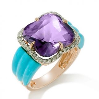 Heritage Gems Amethyst, Sleeping Beauty Turquoise and Diamond 14K Rose