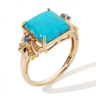 Heritage Gems Imperial Turquoise and Blue Sapphire 14K Ring
