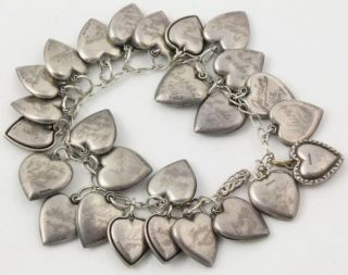  Charm Bracelet 23 Sterling Silver Puffy Heart Charms Engraved