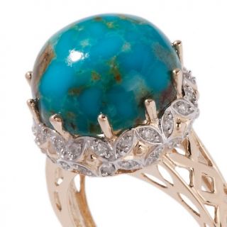 Heritage Gems Turtle Back Turquoise and Diamond 14K Ring at
