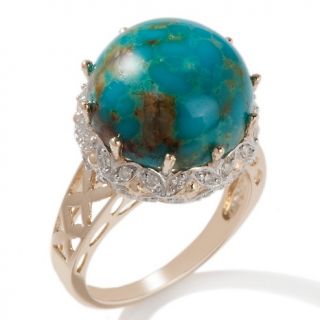 Heritage Gems Turtle Back Turquoise and Diamond 14K Ring at