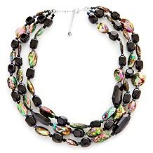 studio barse 17 onyx and abalone 3 strand bead necklace d