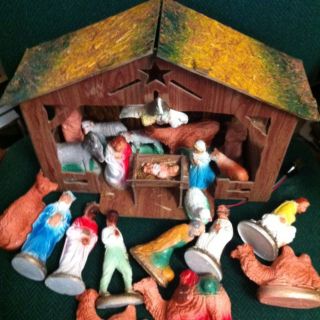 Manger Christmas Creche Nativity Set 24 Pc Vin Collectable Musical