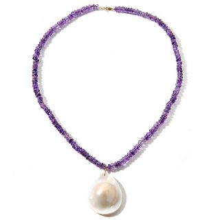  Gemstone and Cultured Blister Pearl 18 Necklace