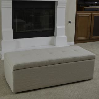 Modern Classic Entry Accent Storage Bench Fabric Ivory Color New