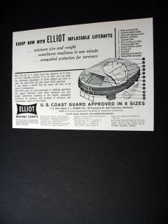 Elliot Inflatable Liferafts Raft Life Boat Print Ad