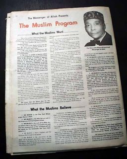 RARE 1970 Nation of Islam Elijah Muhammad African American Muslim Old