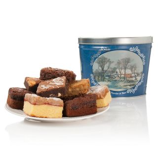 Davids Cookies Currier & Ives Tin with 5lb Crumb Cakes and Brownies