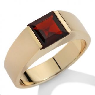 Mens 2.6ct Garnet Square Cut Solitaire Band Ring